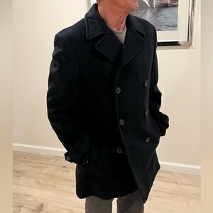 Men's Double-Breasted Black Peacoat